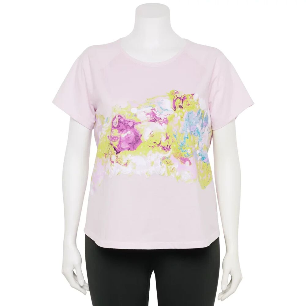 Tek Gear Core V-Neck Essential Gear Tee with Artsy Detail Casual Chic SZ L:NWT
